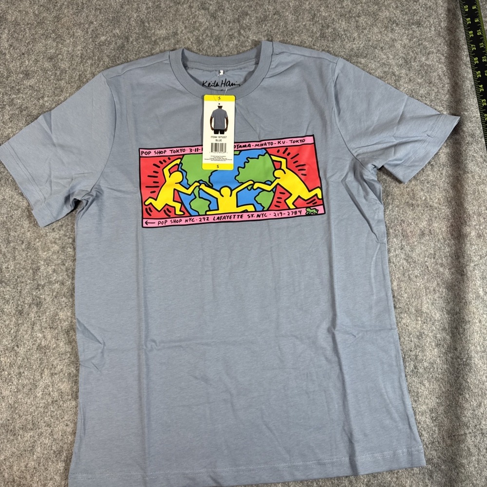 Keith Haring Men's S Graphic T-Shirt Tee Blue Size Small